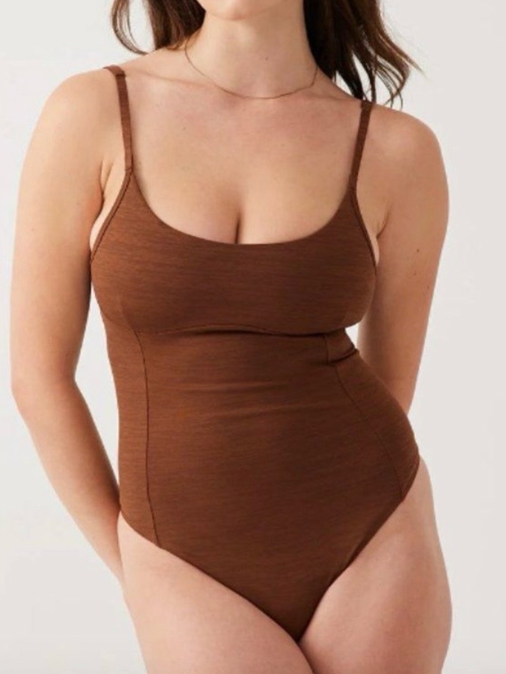 OUTDOOR VOICES Cocoa Brown Move Free‎ TechSweat Leotard Camisole Bodysuit Size S